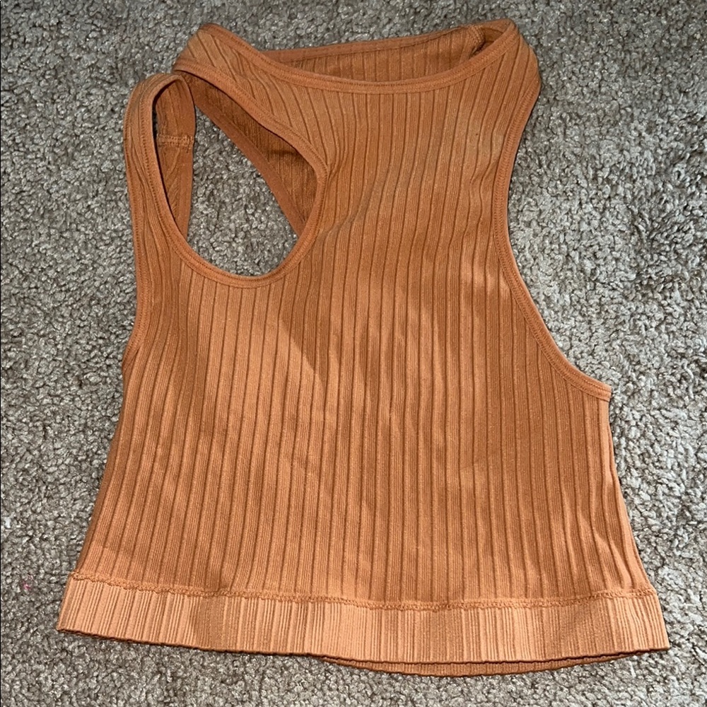 Urban Outfitters Orange Crop Tank Top with Ribbed Cut Out Style